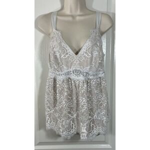 Soma Cami Tank XL Beige Babydoll Boho Hippie Fairy Coquette Lace Dainty